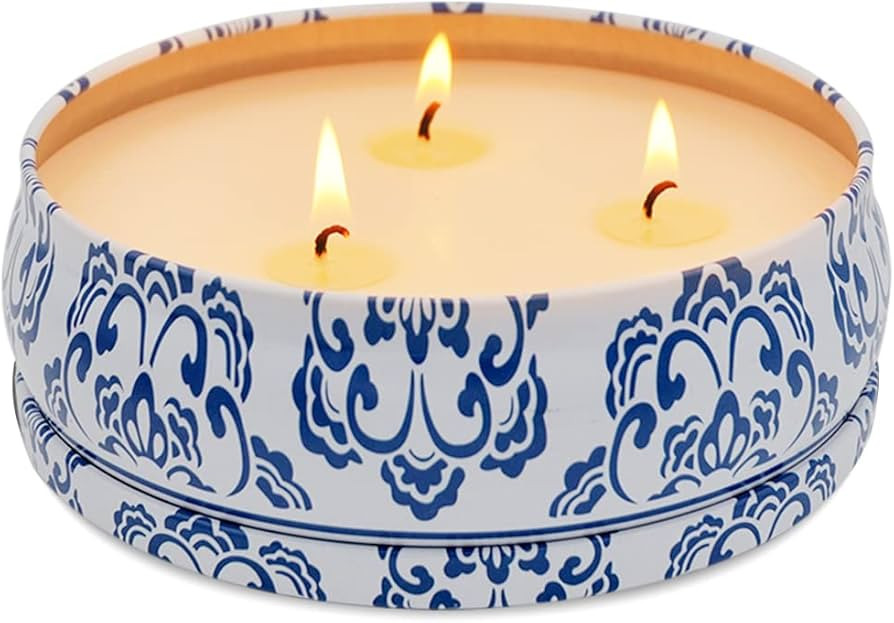 Large Citronella Candles Outdoor and Indoor, 13.5oz 3-Wick Soy Wax Portable Travel Tin Candle for... | Amazon (US)