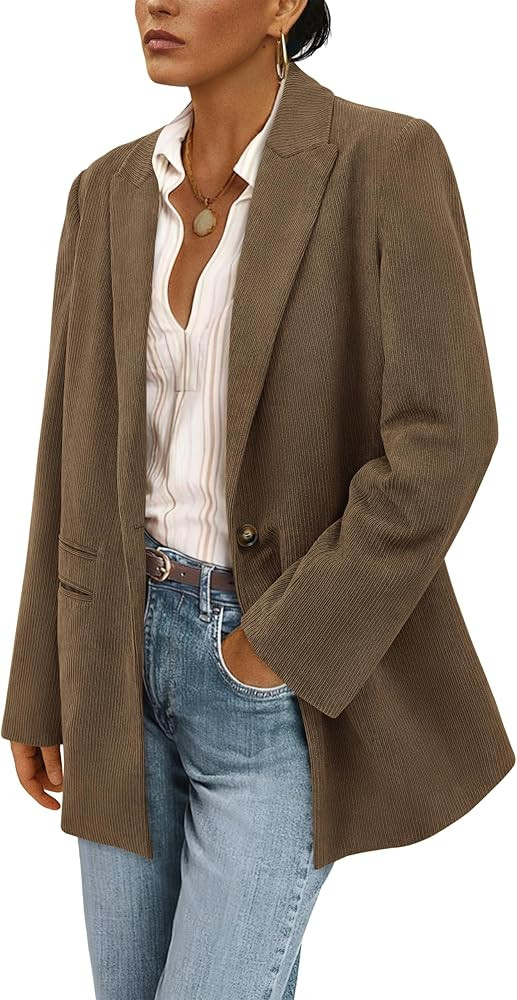 PRETTYGARDEN Women's Winter Corduroy Blazers Jackets Dressy Casual Ribbed Long Sleeve Lapel Fashi... | Amazon (US)