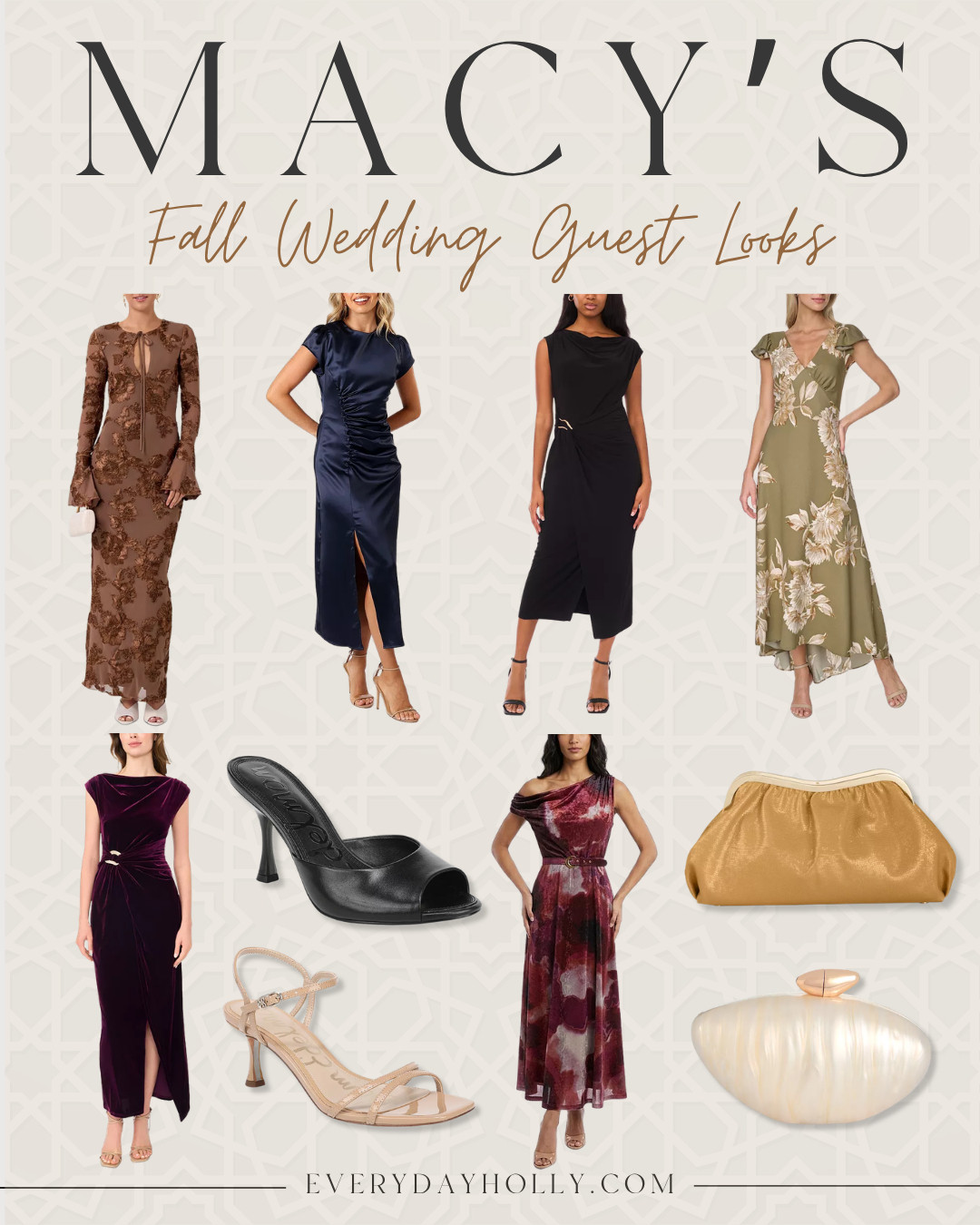 Fall wedding guest looks 🤎🍂 Rich jewel tones, elegant silhouettes, and accessories that make the outfit feel complete. These are beautiful options for weddings, rehearsal dinners, and special events this season.

fall wedding guest dresses, wedding guest outfit, fall dresses, special occasion dresses, burgundy dress, navy dress, velvet dress, wedding guest shoes, event accessories, fall fashion, elegant outfits, EverydayHolly 

 #LTKootd #LTKSeasonal #LTKWedding
