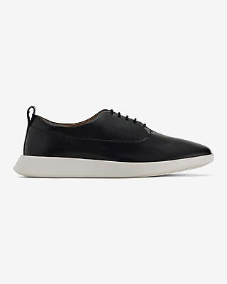 Black Leather Lace Up Everyday Performance Hybrid Sneakers | Express