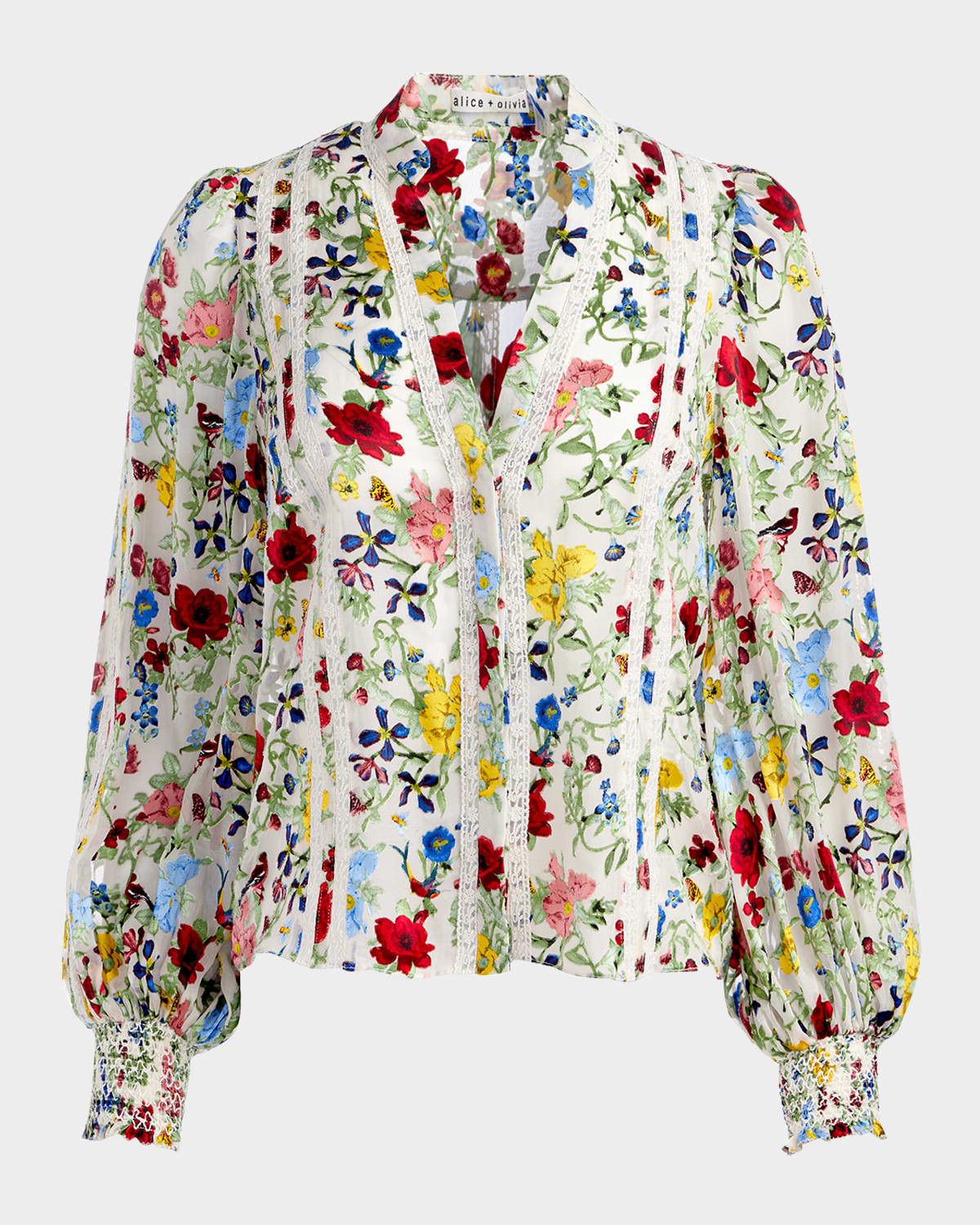 Arlette Floral Blouson-Sleeve Blouse | Neiman Marcus
