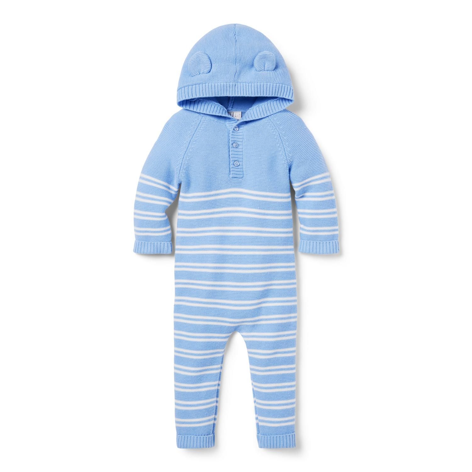 BABY STRIPED BEAR EAR HOODED ONE-PIECE | Janie and Jack