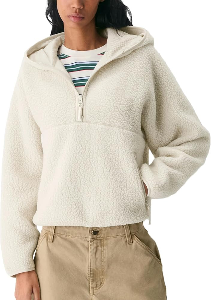 Fleece Pullover Women Long Sleeve Half Zip Sherpa Hooded Sweatshirts Warm Teddy Fall Fuzzy Jacket... | Amazon (US)