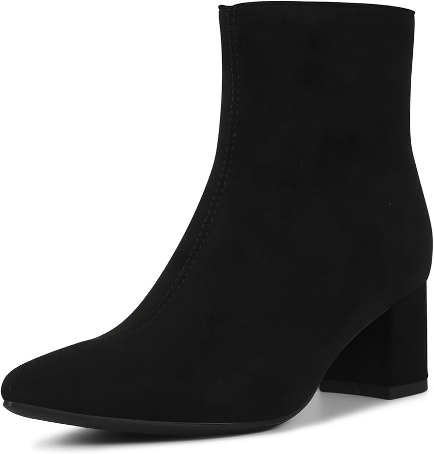 Women's Ankle Boots Pointed Toe Chunky Block Heel Short Boots for Women Low Heeled Booties | Amazon (US)