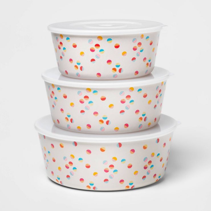 3pc Bamboo and Melamine Scattered Dot Food Storage Container Set - Sun Squad™ | Target