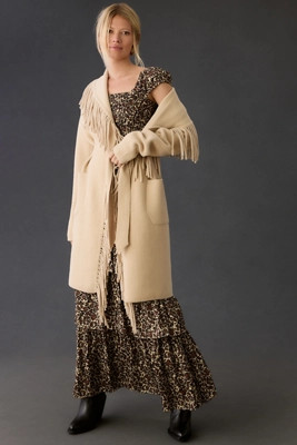 NVLT Fringed Longline Cardigan Coat | Anthropologie (UK)