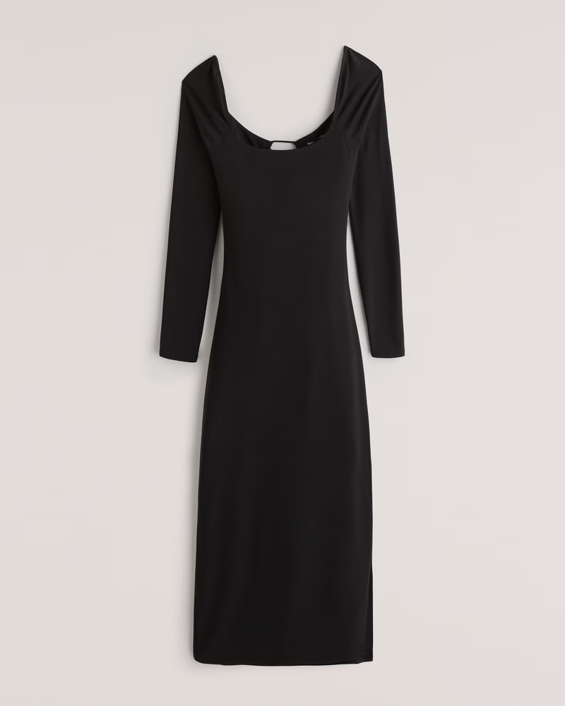 Women's Long-Sleeve Strappy Back Midi Dress | Women's Clearance | Abercrombie.com | Abercrombie & Fitch (US)