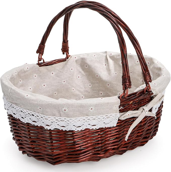 Dicunoy Wicker Picnic Basket with Handle, Large Empty Gift Basket to fill, Open Top Market Harves... | Amazon (US)