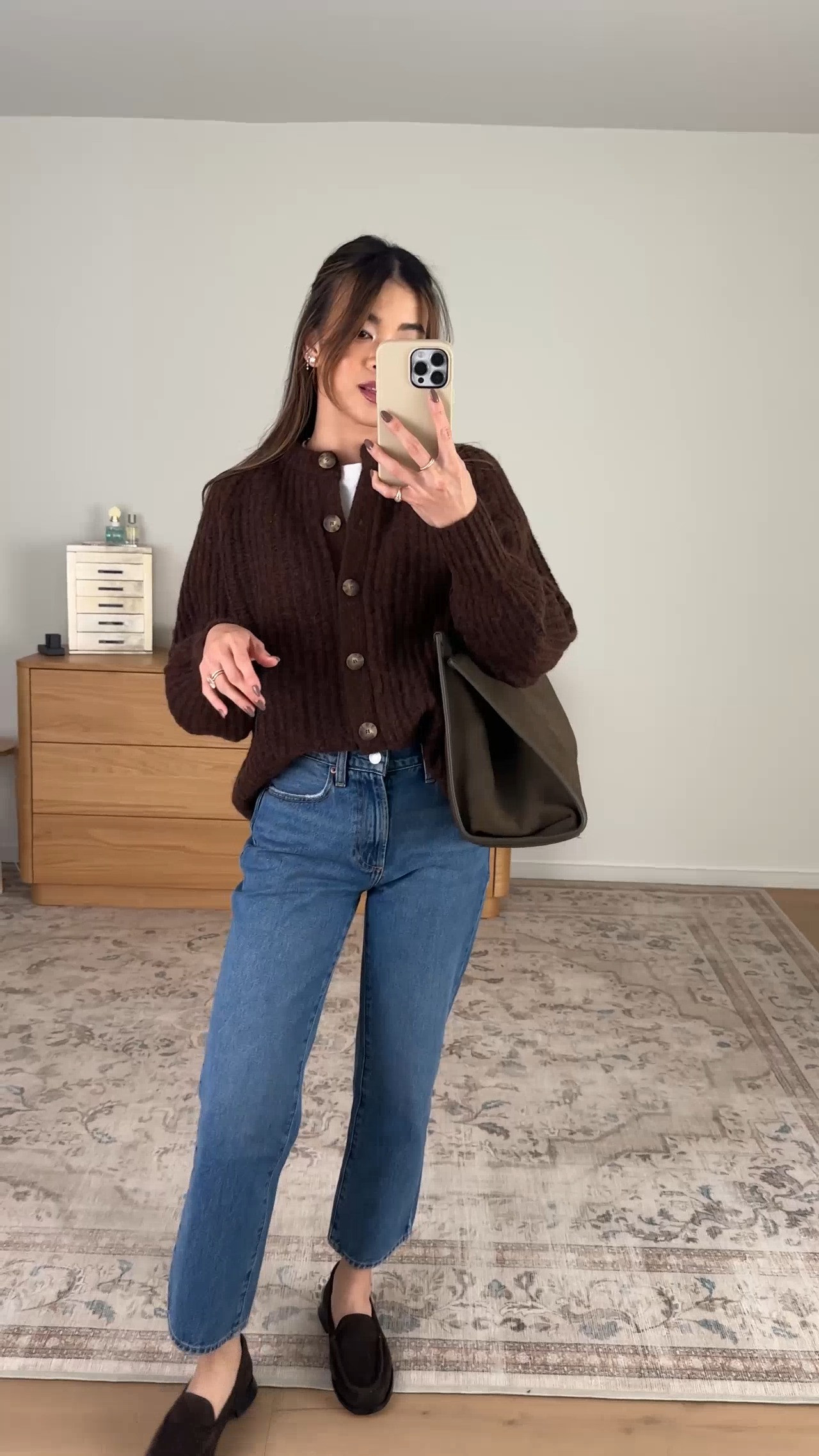 I love this style of sweater from @Quince! 

Sizing info: 
•Quince Bella Rigid Straight Jeans (Size 24 Short in Horizon Blue) 
•Quince cotton boxy crewneck tee (Size XS in White) 
•Quince Lofty Baby Alpaca Oversized Chunky Crew Cardigan (Size Small in Truffle Veil Brown)

petite fashion, get dressed with me, outfit inspiration, ootd, nashville outfit, Nashville influencer, petite style, vacation style, casual outfits, mom style, petite pants, fall outfits, fall outfit info, fall pants, fall outfit idea, fall top, fall sweater, fall shoes, quince, petite jeans, quince, quince jeans, quince haul, cardigan, fall loafers, 

 #LTKootd #LTKSeasonal #LTKPetite