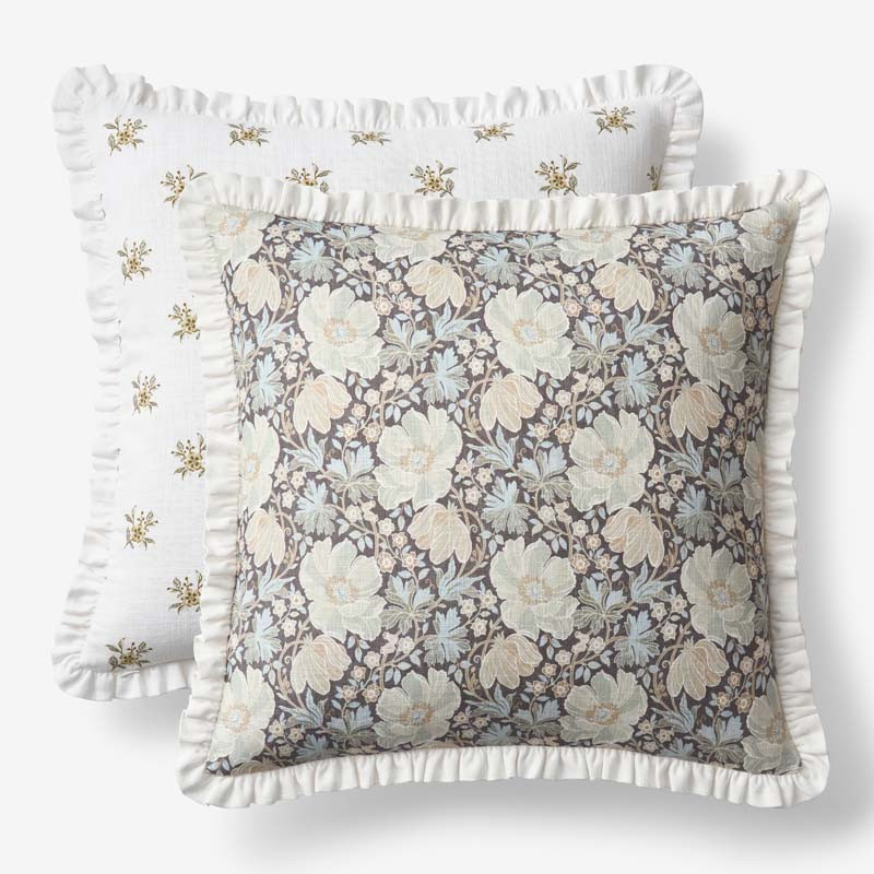 Flower Reversible Decorative Square Pillow Cover - Multi, 20 in. x 20 in. | The Company Store