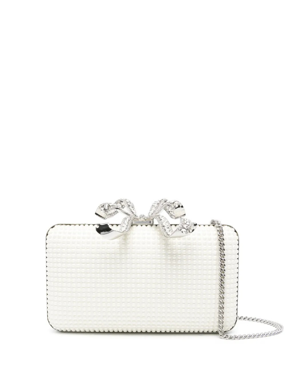 Self-Portrait Pearl Box clutch bag - White | Farfetch Global