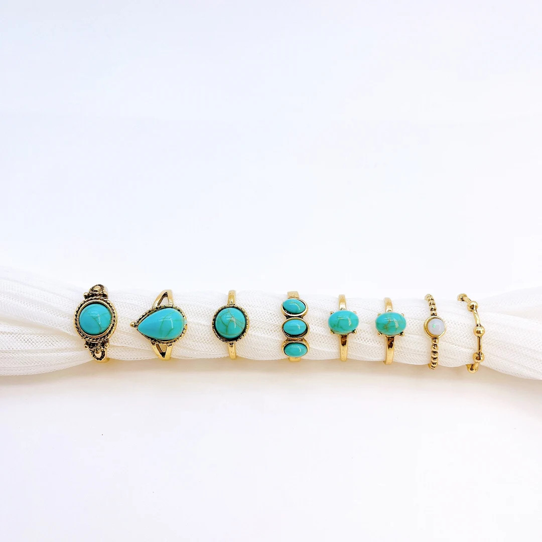 Vintage Natural Stone 8pc Ring Set | Etsy (US)