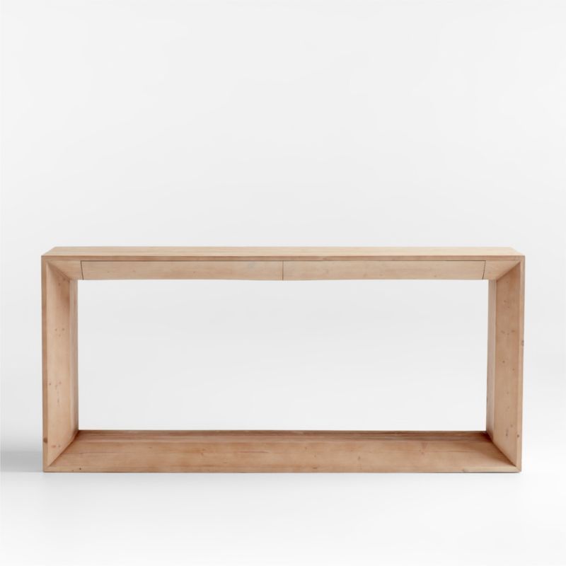 Vernon 72" Natural Pine Wood Storage Console Table + Reviews | Crate & Barrel | Crate & Barrel