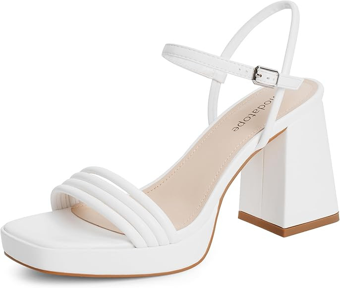 Modatope Platform Bow Sandals for Women Chunky Heel Strappy Platform Heels Square Open Toe Heeled... | Amazon (US)