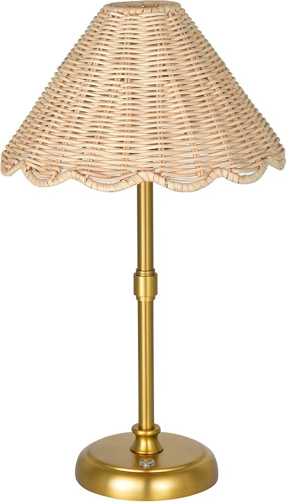 Cordless Boho Rattan Table lamp, 5200-mAh Rechargeable Battery, 3-level Brightness Dimmable, Buil... | Amazon (US)
