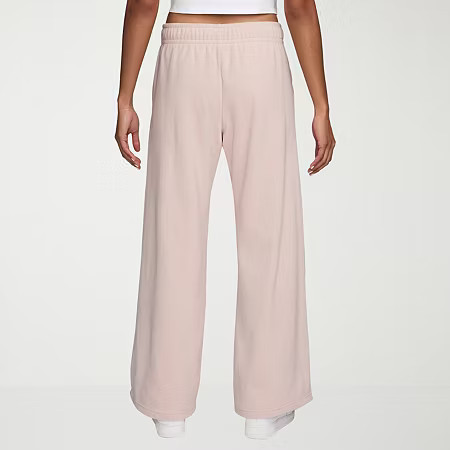Nike Womens Comfort Waistband Drawstring Waist Lightweight Wide Leg Mid Rise Regular Fit Fleece Sweatpant, Large, Pink | JCPenney