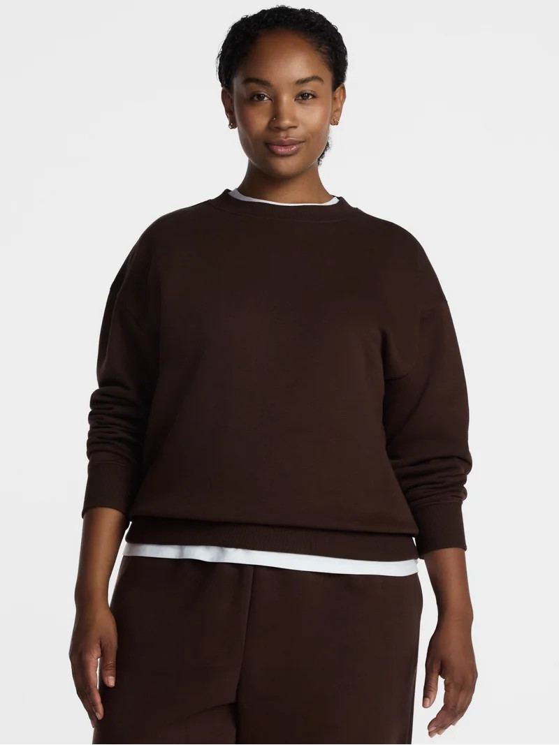 Athletic Works Women's and Women's Plus Fleece Sweatshirt with Long Sleeves, Sizes XS-4X | Walmart (US)