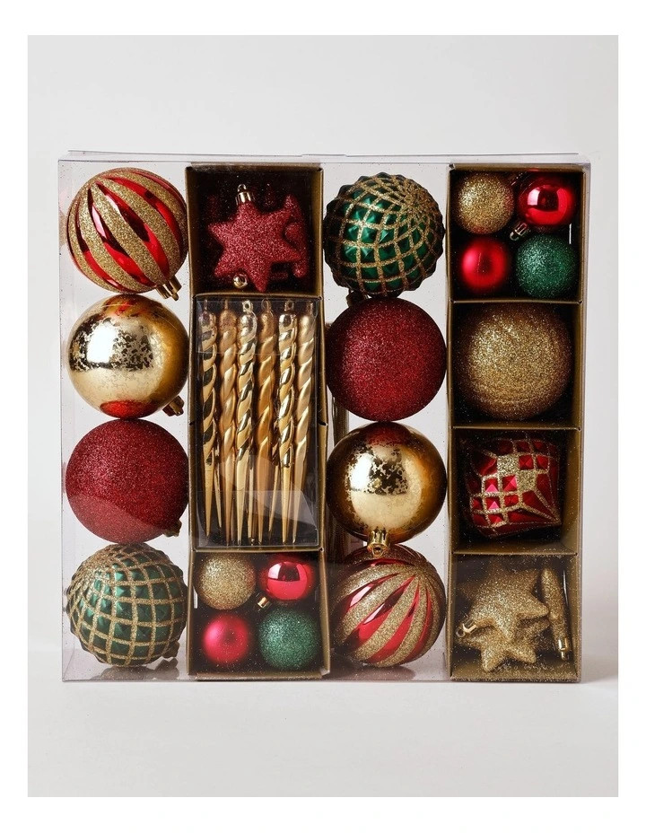 Heirloom Christmas 50pk Shatterproof Ornaments Assorted Size in Red/Gold | Myer