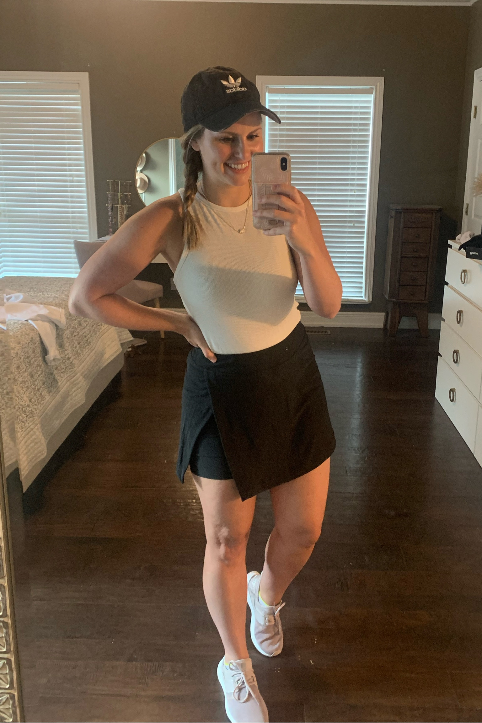 Amazon casual spring and summer outfit! Outdoor voices Skort  (linked a great Amazon option below too) 

tennis skirt  athleisure  workout clothes  Activewear  tennis skirt 
 New balance sneakers  basic ribbed tank from Amazon. Adidas running shoes and adidas hat  Amazon fashion  travel outfit #LTKFind 

#LTKfindsunder50 #LTKfitness #LTKSeasonal