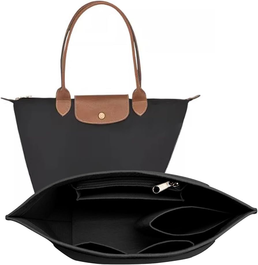 Felt Purse Organizer Insert for Longchamp Le Pliage L Handbag Insert (Large, Black) | Amazon (US)