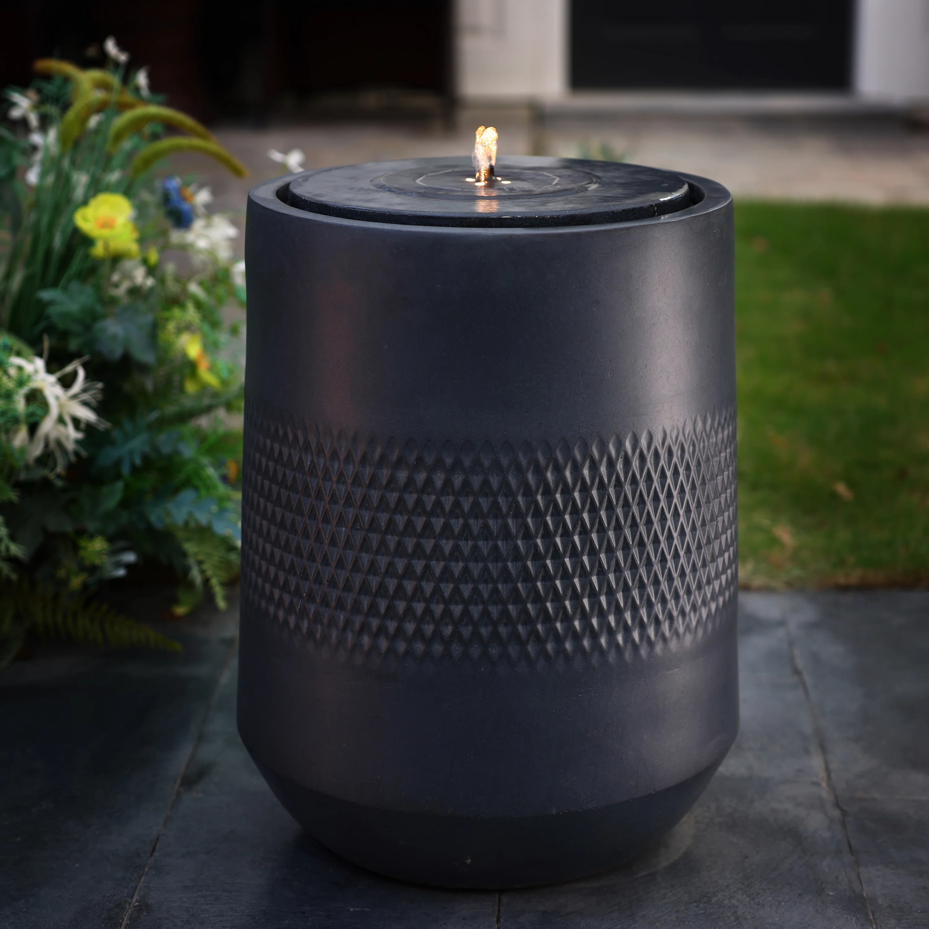 Cabot 23'' H Modern Solar Resin Outdoor Water Fountain with LED Lights | Wayfair North America