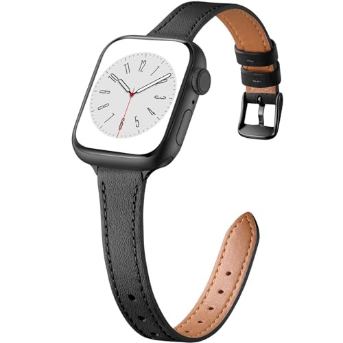 Charlam Slim Leather Band Compatible with Apple Watch Bands for Women 40mm 38mm 41mm 42mm 44mm 45... | Amazon (US)