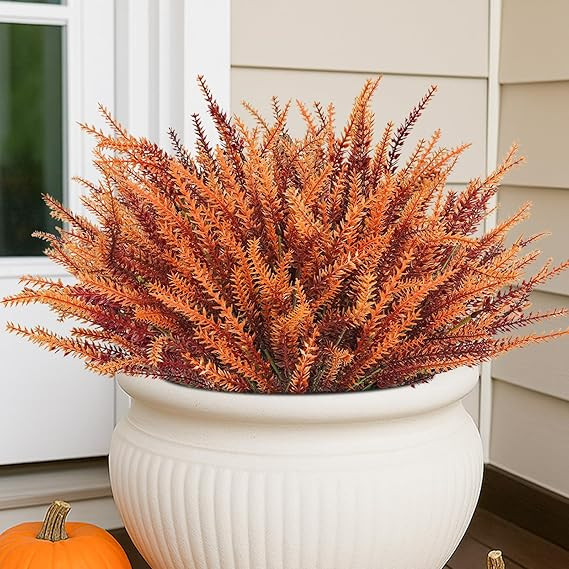 Agusbagli Artificial Fall Flowers Outdoors, 12 Bundles UV Resistant Fall Fake Lavenders Flowers N... | Amazon (US)
