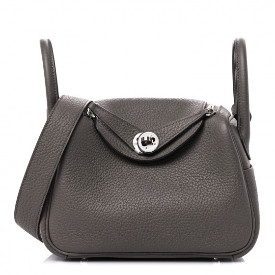 HERMES Taurillon Clemence Mini Lindy 20 Etain | FASHIONPHILE (US)