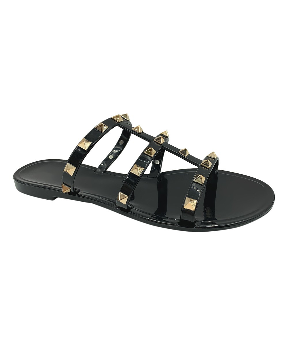 Bamboo Women's Sandals BLACK - Black Fog Studded Jelly Sandal - Women | Zulily