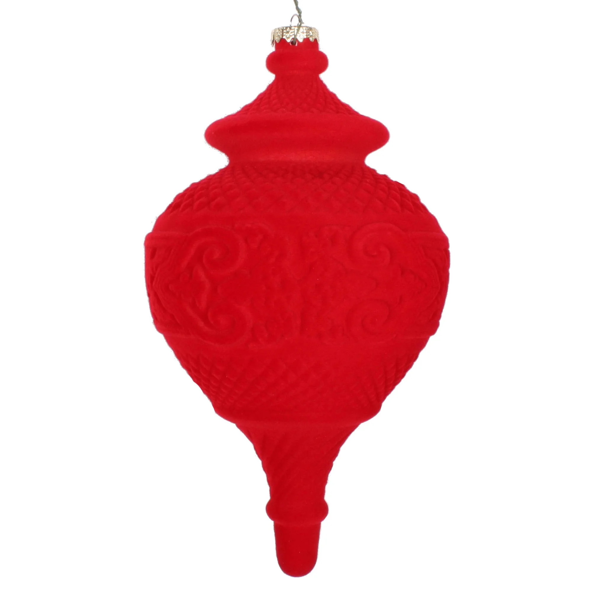 Vickerman 10.5" Flocked Finial Ornament, Holiday Christmas Tree Decoration, Red - Walmart.com | Walmart (US)