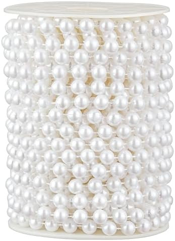 48 Feet Faux Pearl Beads Garland 8mm Craft String Pearls for Wedding Centerpiece Christmas Tree a... | Amazon (US)