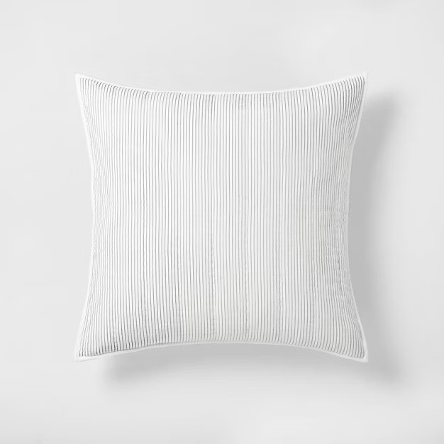 Microstripe Pillow Sham Sour Cream / Railroad Gray - Hearth & Hand™ with Magnolia | Target