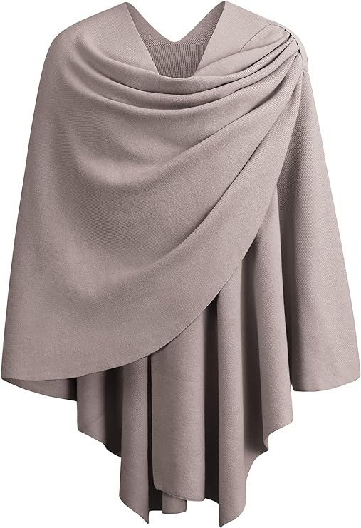 PULI Womens Large Cross Front Poncho Sweater Wrap Topper Knitted Elegant Shawls Cape for Fall Win... | Amazon (US)