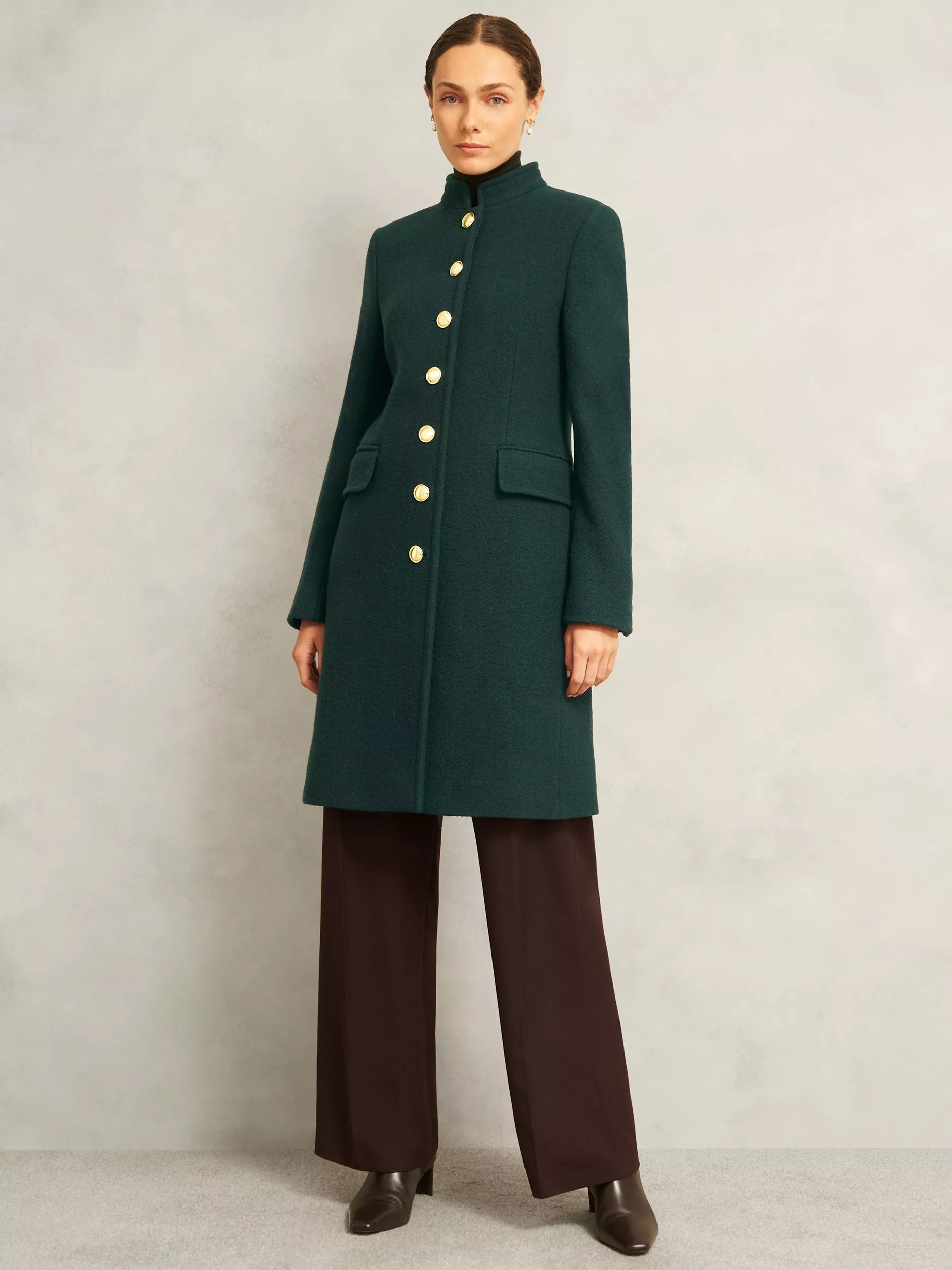 Hobbs Wilma Pure Wool Coat, Ponderosa Green | John Lewis (UK)