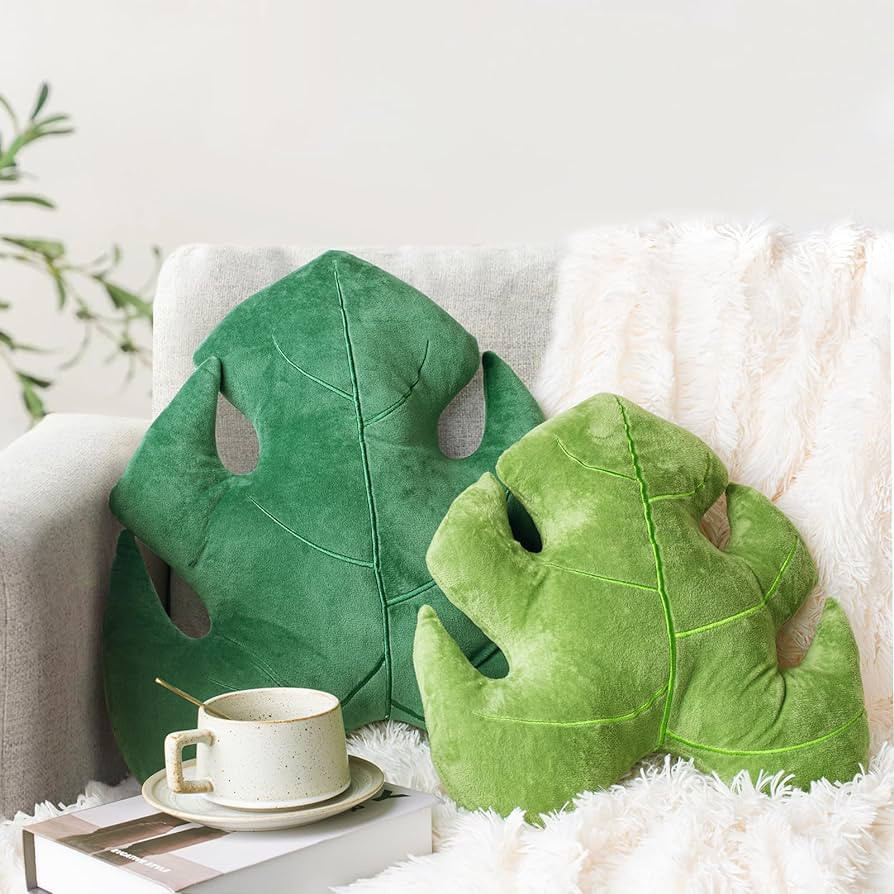 AELS Set of 2 3D Leaves Decorative Throw Pillows, 18"& 14" Monstera Deliciosa Plush Pillow Set fo... | Amazon (US)