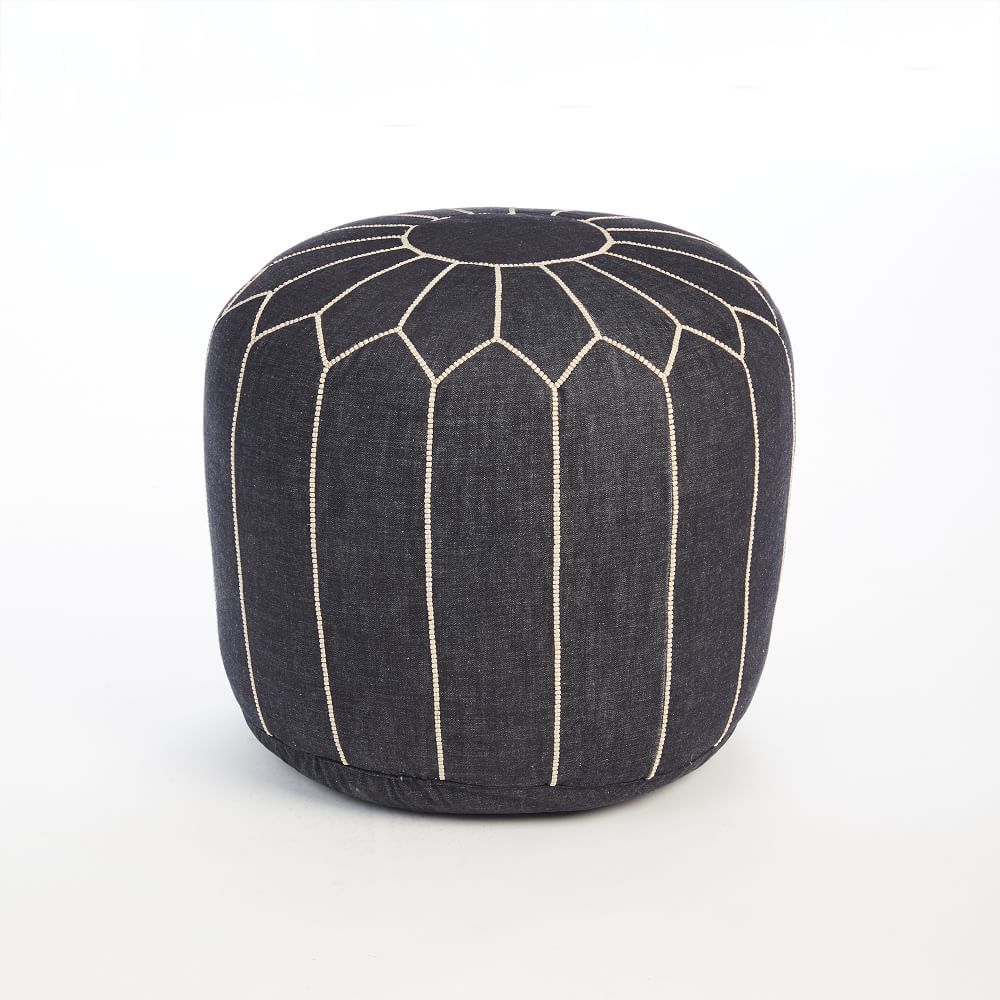 Moroccan Denim Pouf - Medium | West Elm (US)