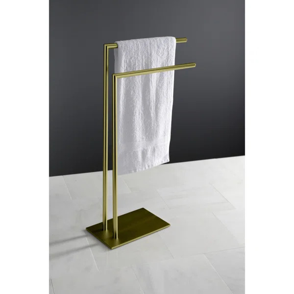 SCC8327 Kingston Brass Scc8327 Edenscape Pedestal Dual Towel Rack, Brushed Brass | Wayfair North America