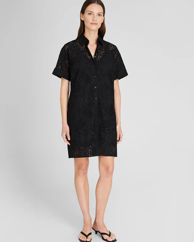 Club Monaco Eyelet Shirt Dress - Black | Club Monaco (Global)