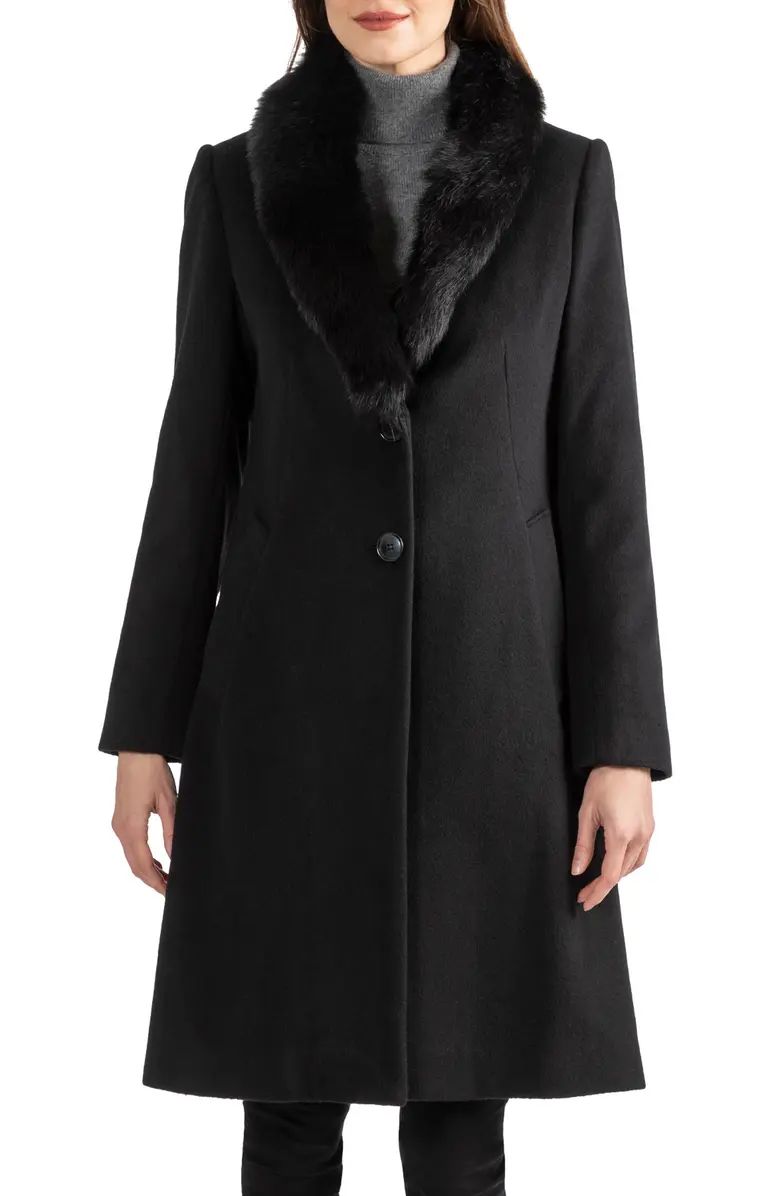 SOFIA CASHMERE Toscana Genuine Shearling Shawl Collar Wool Blend Coat | Nordstromrack | Nordstrom Rack