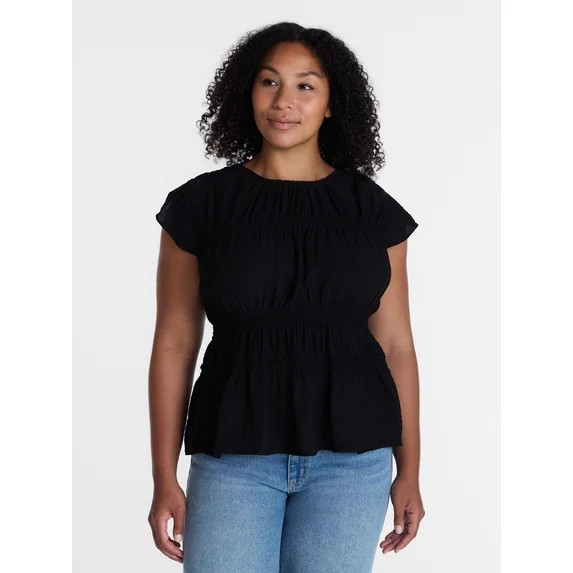 Time and Tru Women's Sleeveless Smocked Femme Top, Sizes XS-XXXL | Walmart (US)