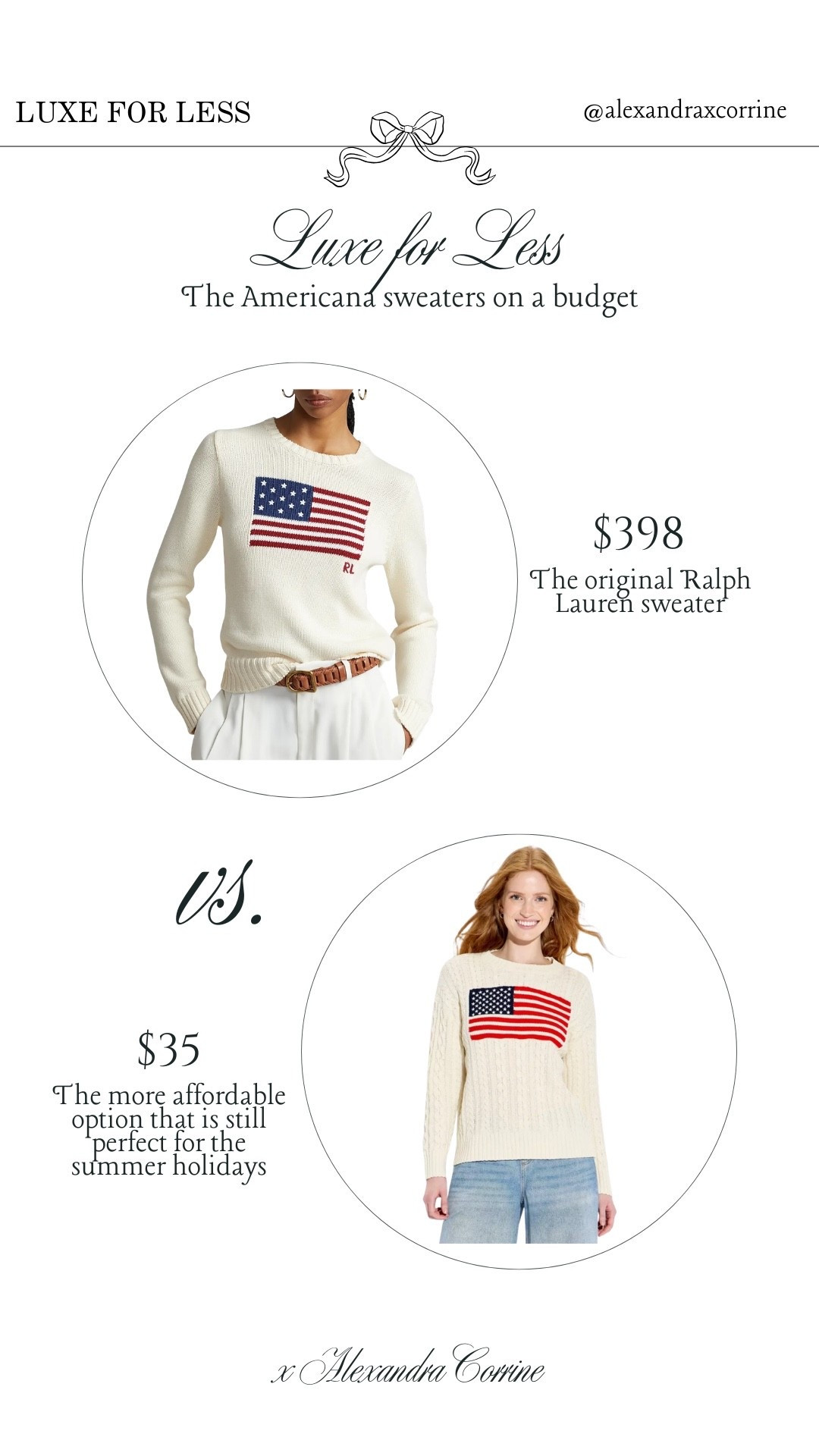 Americana sweaters for less 🇺🇸 The original American flag sweaters, but on a budget 🤍

American flag, summer sweaters, Ralph Lauren, preppy Americana summer, luxury for less, bougie on a budget, red white and blue, Fourth of July, summer holiday

#LTKSeasonal #LTKSaleAlert