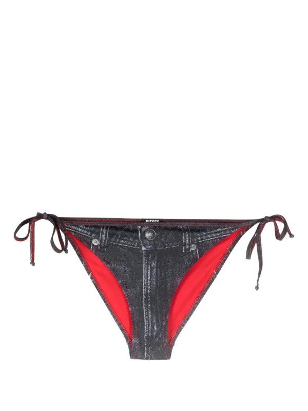 Diesel jeans-print side-tie Bikini Bottoms - Farfetch | Farfetch (CN)