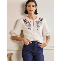 Embroidered Fluffy Cardigan Ivory, Embroidery Women Boden, Ivory, Embroidery | Boden (UK & IE)