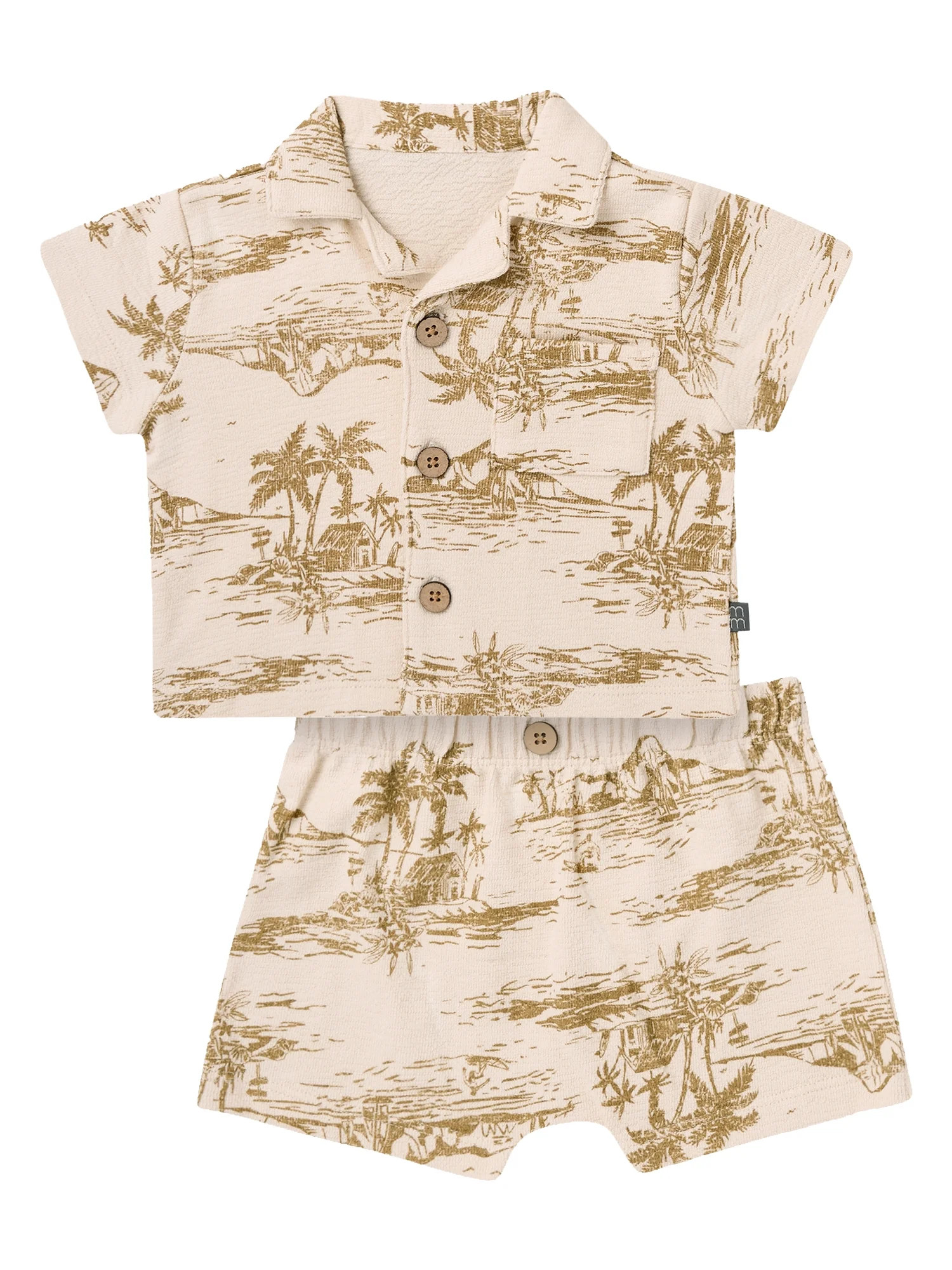 Modern Moments by Gerber Baby Boy Button Down Shirt and Short Outfit Set, 2-Piece, 0/3 Months - 2... | Walmart (US)