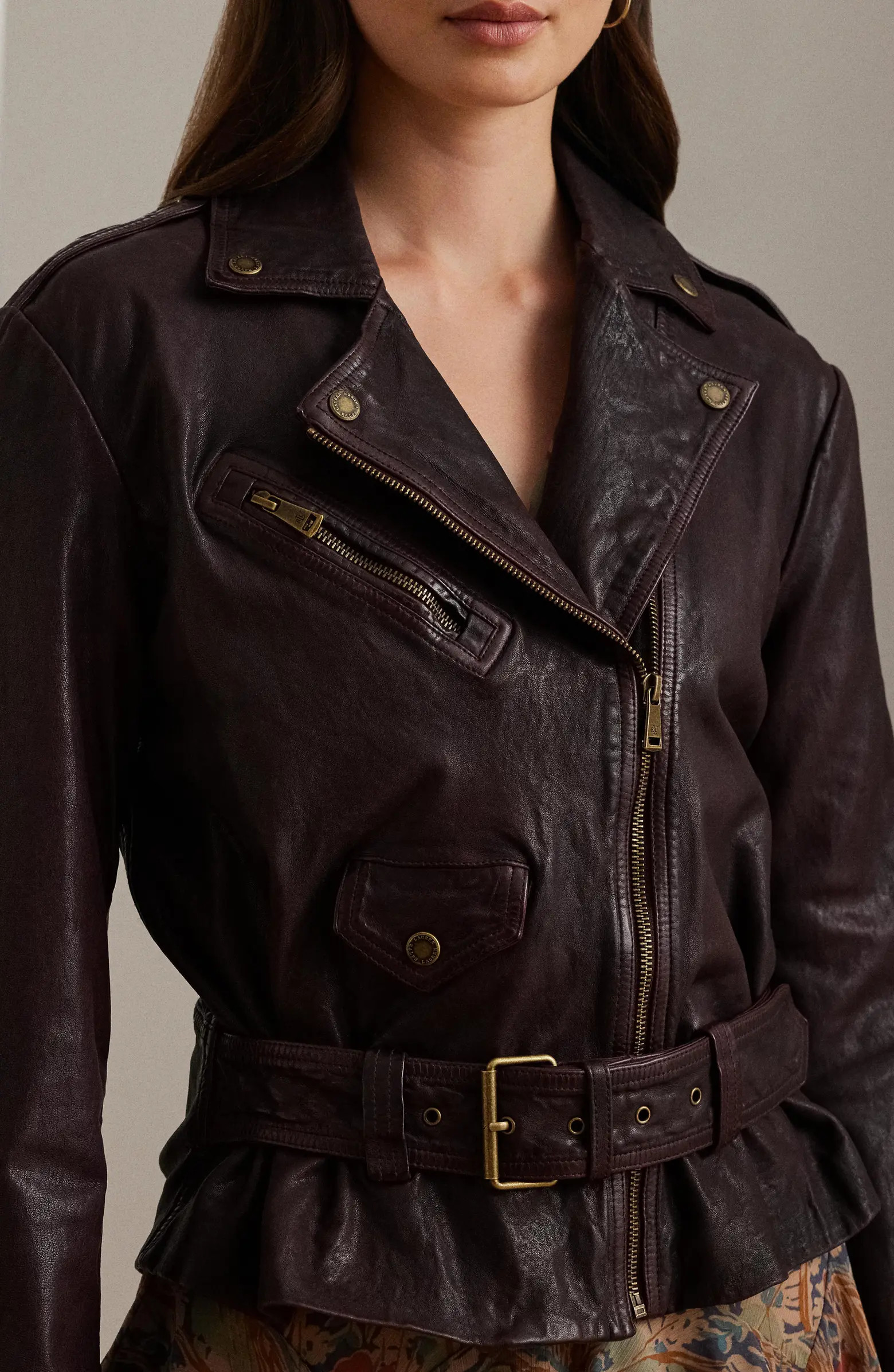 Belted Burnished Leather Jacket | Nordstrom