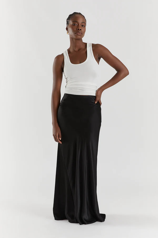 CHARLI BLACK SATIN MAXI SKIRT | DISSH