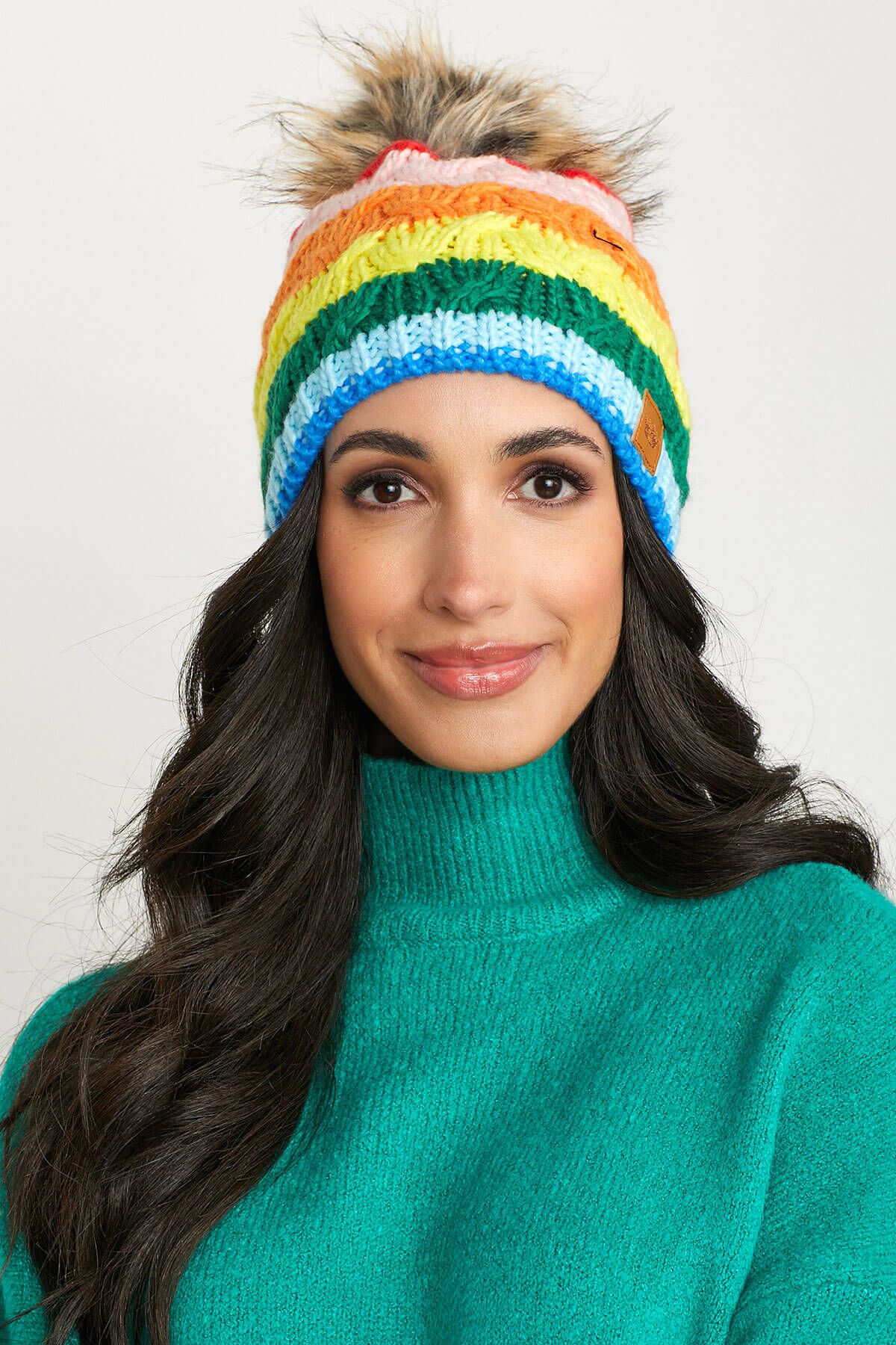Panache Rainbow Stripe Pom Pom Hat | Social Threads