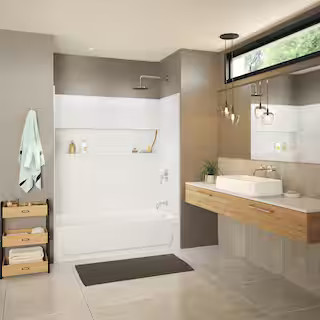 Nextile 30 in. x 60 in. x 60 in. 4-Piece Direct-to-Stud Alcove Tub Surround in White | The Home Depot