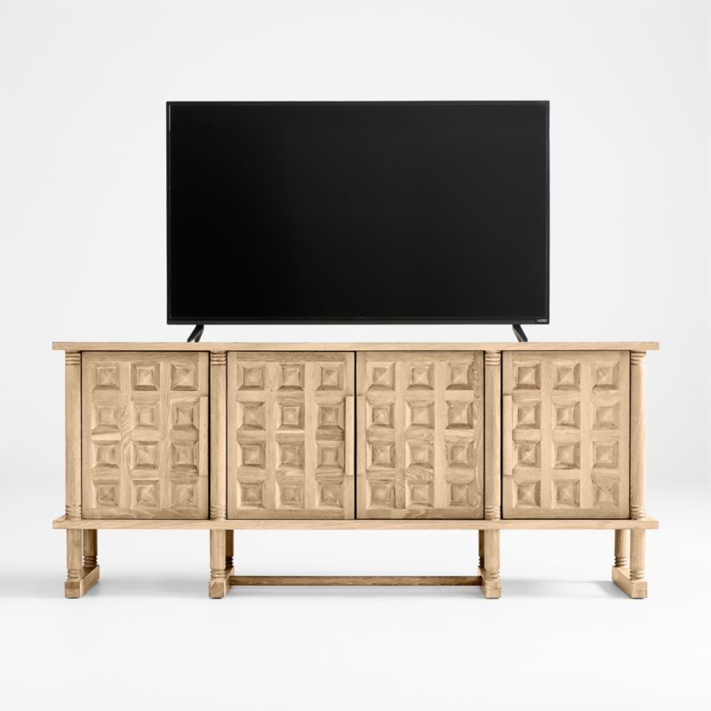 Honore Oak Wood 72" Media Console by Athena Calderone | Crate & Barrel | Crate & Barrel