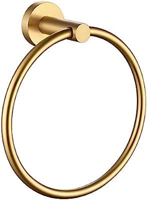 Hand Towel Ring Brushed Gold, APLusee SUS 304 Stainless Steel Round Towel Holder for Contemporary... | Amazon (US)